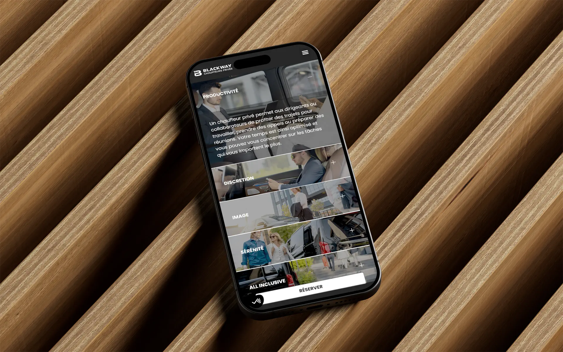 Mockup de la version mobile du site web